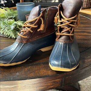 Sperry Brown and Blue Duck Boots